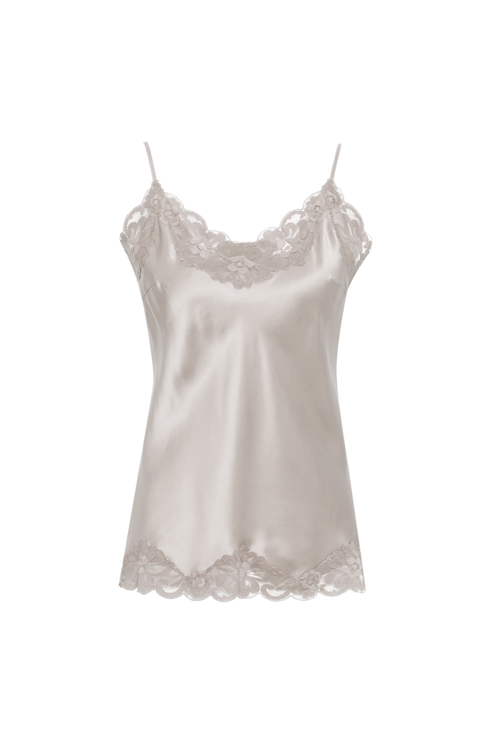 Floral Lace Silk Cami Antique White