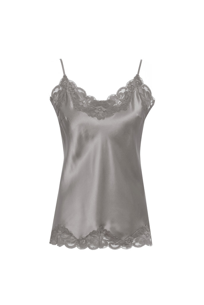 Floral Lace Silk Cami Chateau Grey