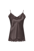 Floral Lace Silk Cami Dark Chocolate