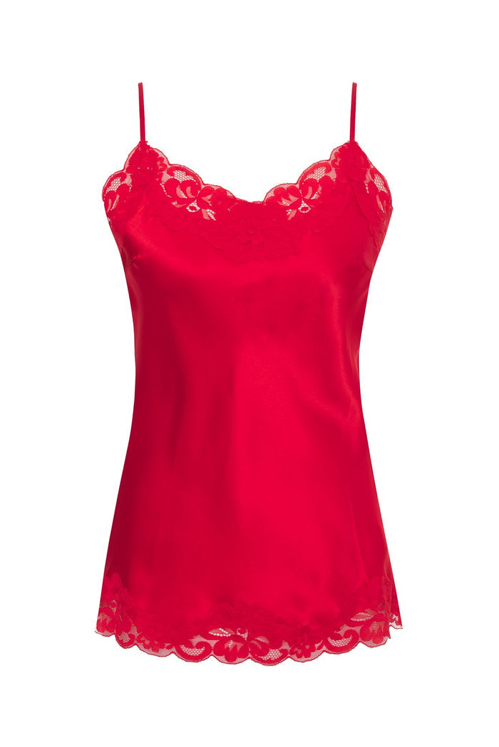 Floral Lace Silk Cami Red Chili