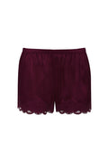 Floral Lace Silk Shorts Bordeaux