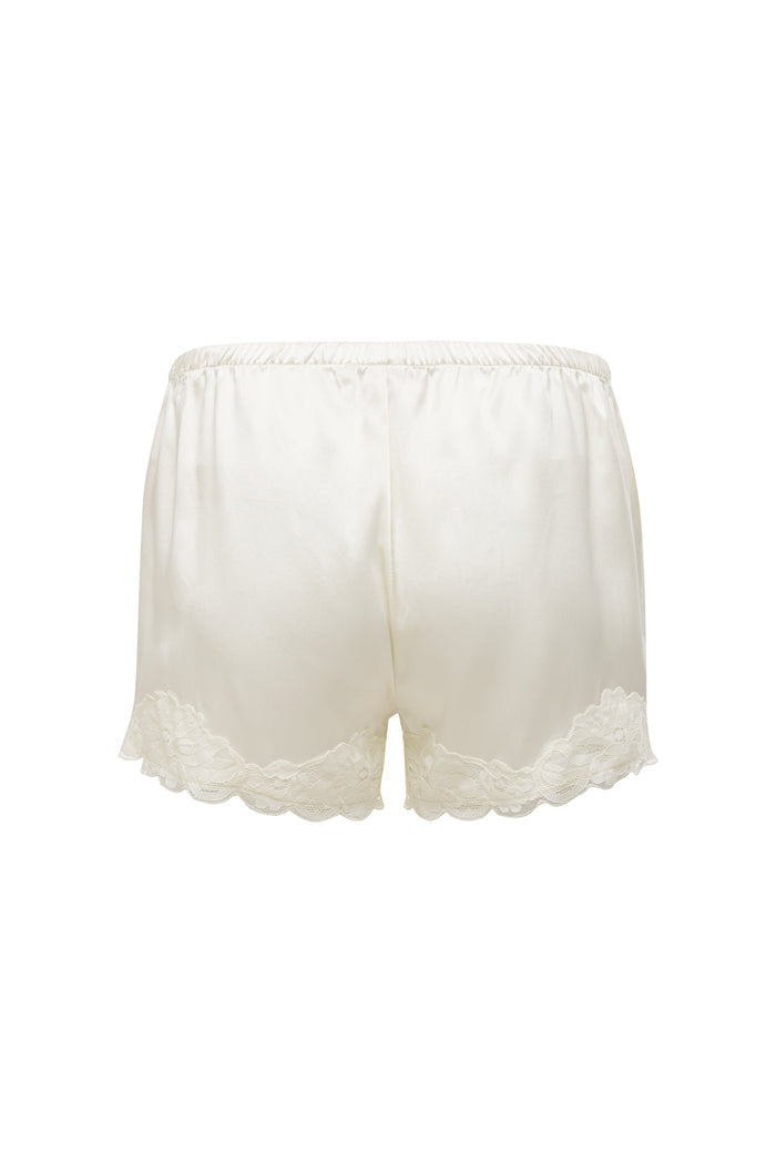Floral Lace Silk Shorts Dove