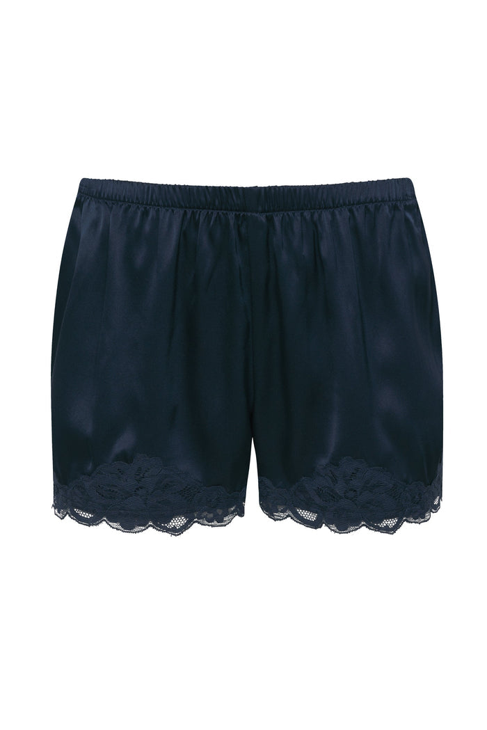 Floral Lace Silk Shorts Navy