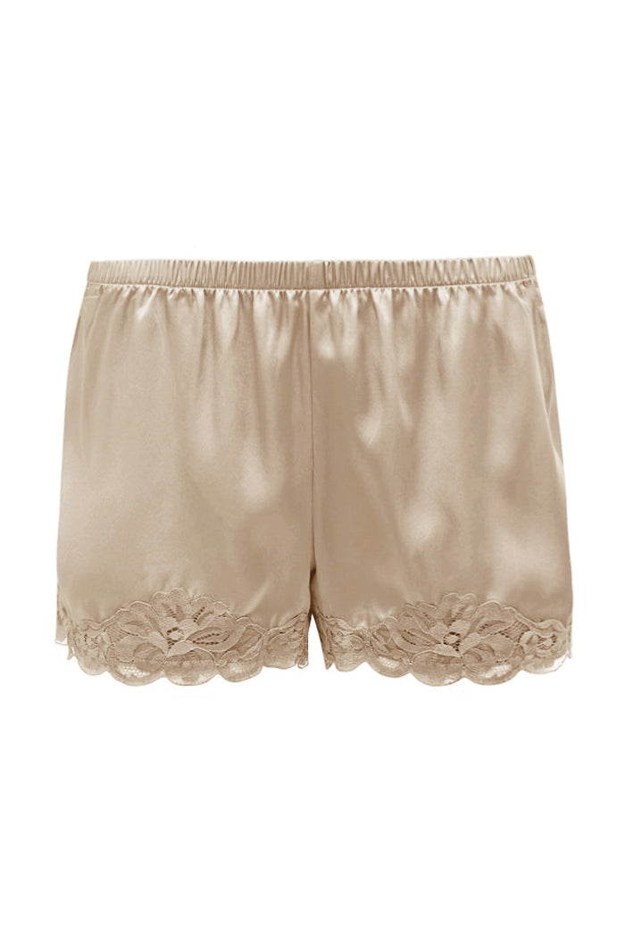 Floral Lace Silk Shorts Raffia