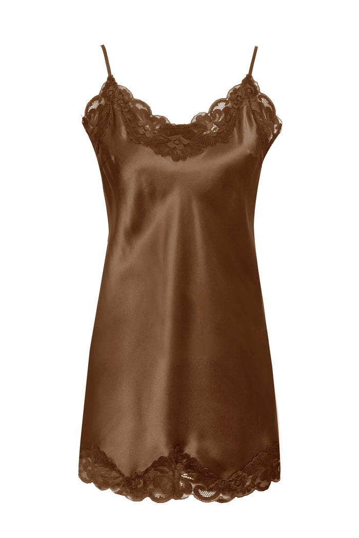 Floral Lace Silk Tunic Tobacco