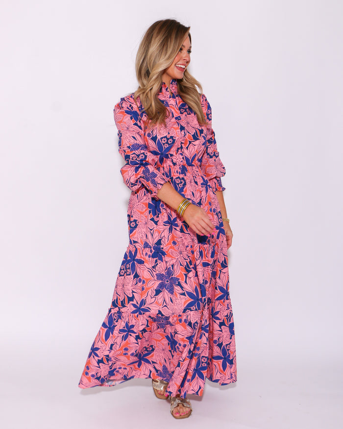 Floral Poplin Tier Maxi Dress