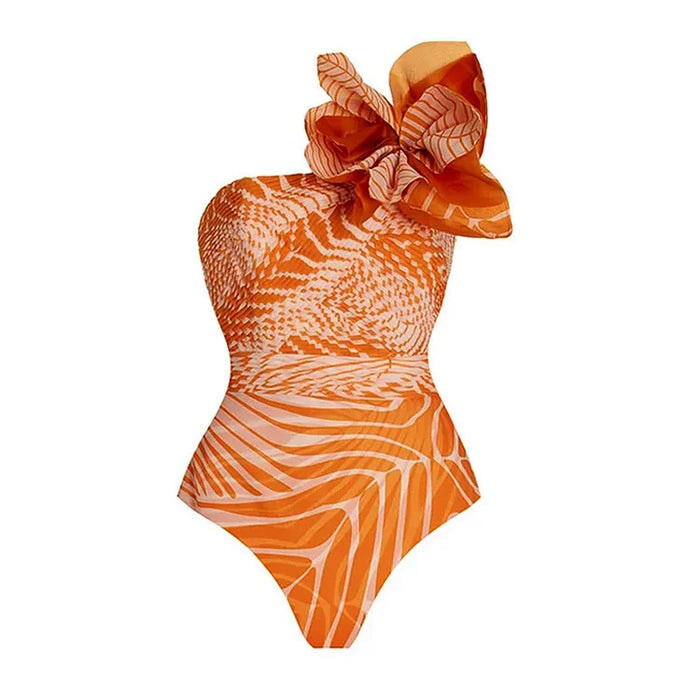 Florentine One Shoulder Swimsuit  - Orange