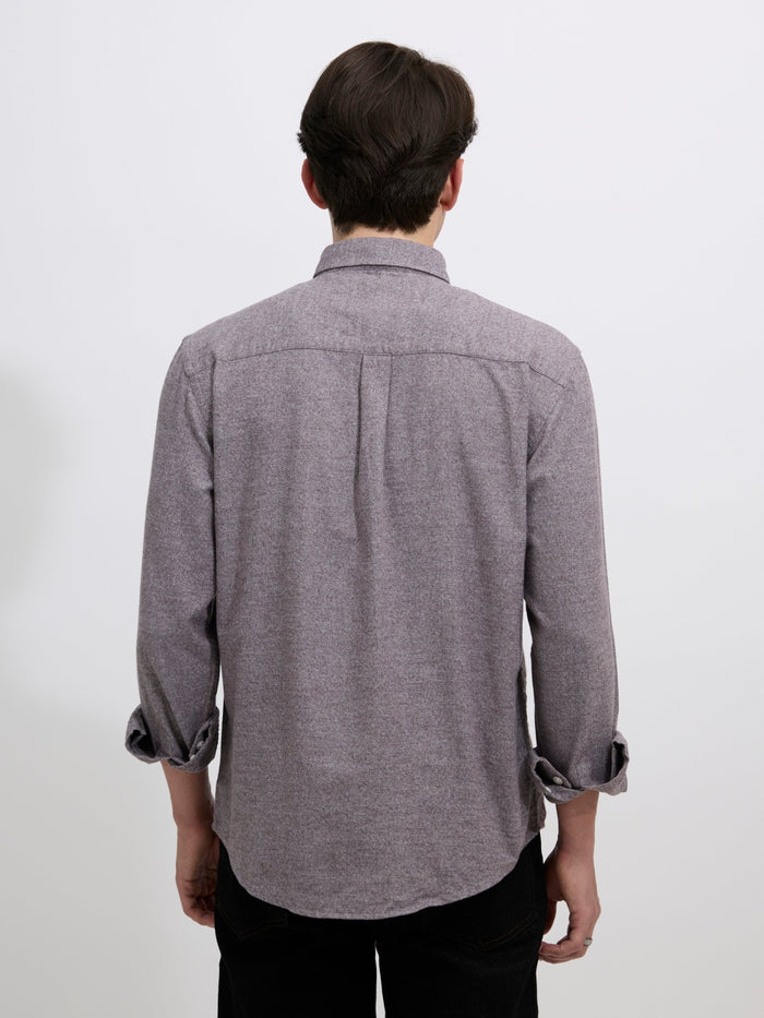Men's Brushed Melange Plain Shirt in Brown