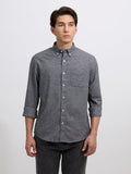 Men's Brushed Melange Plain Shirt in dark gray.