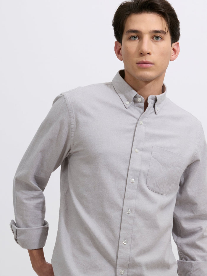 Men's Brushed Melange Plain Shirt in light gray