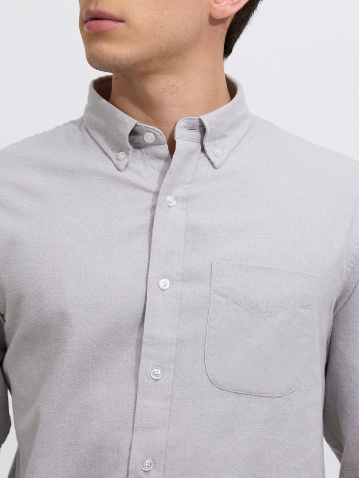 Men's Brushed Melange Plain Shirt in light gray