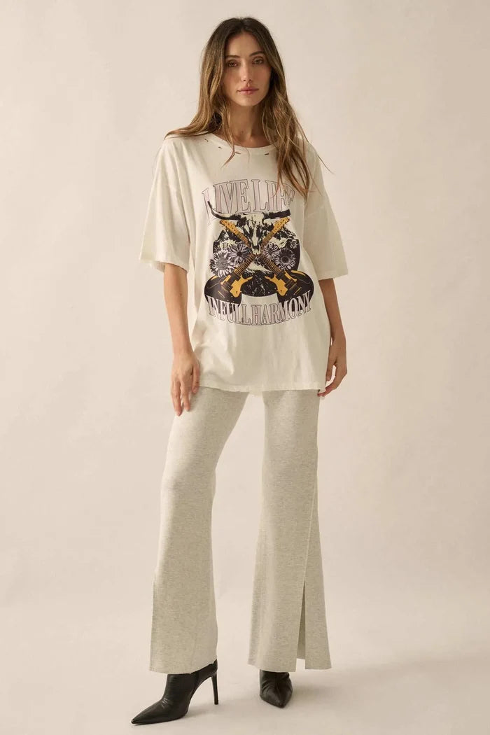 Full Harmony Distressed Rock & Roll Graphic Tee - ShopPromesa