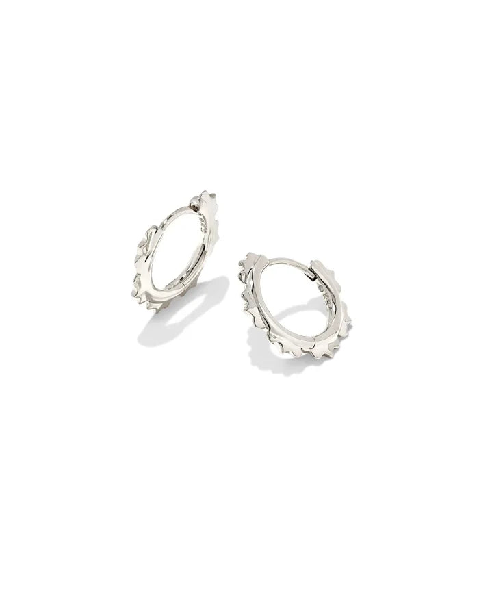 Genevieve Huggie Earring in Rhodium Metal