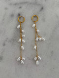 Golden Cascade Pearl Earrings