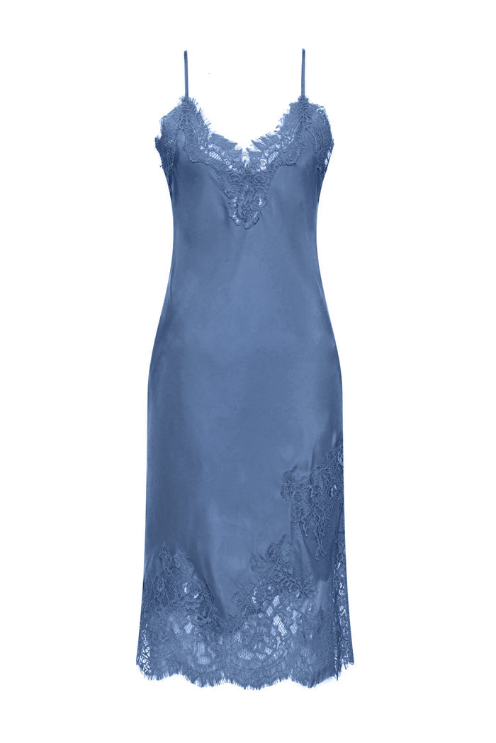 Grace Lace Silk Dress - Mediterranean Blue