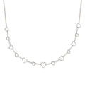 Haisley Heart Strand Necklace in Rhodium White Crystal