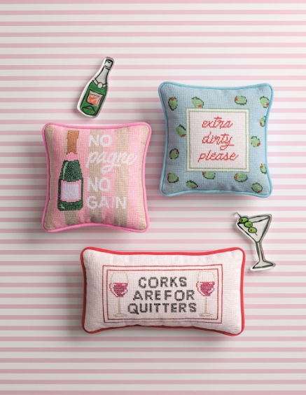 Happy Hour Needlepoint Pillows