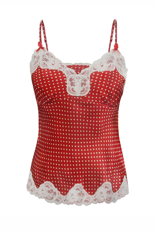 Heart Lace Cami Red/White Hearts
