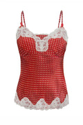 Heart Lace Cami Red/White Hearts