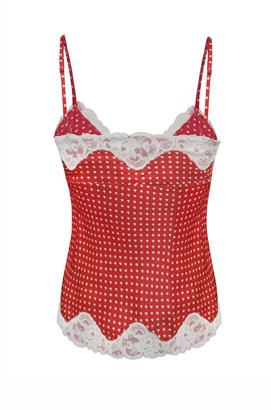 Heart Lace Cami Red/White Hearts