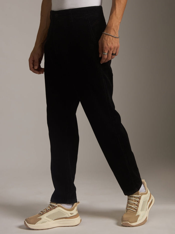 men's corduroy crop trouser in black