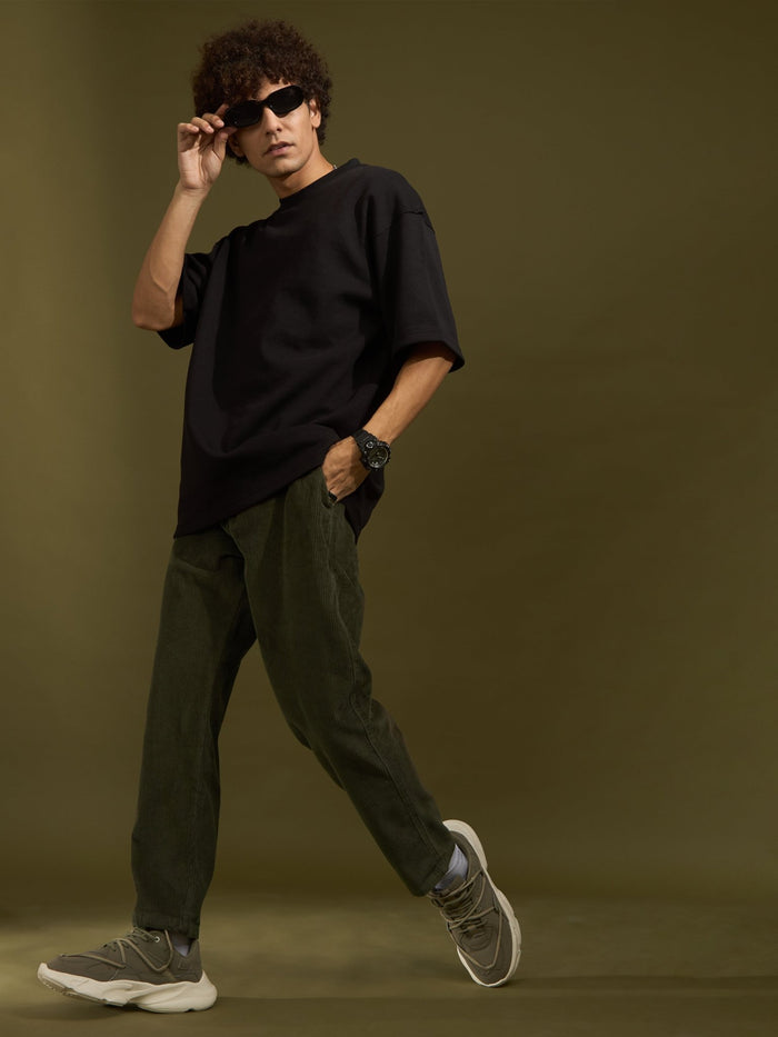 men's corduroy crop trouser in green