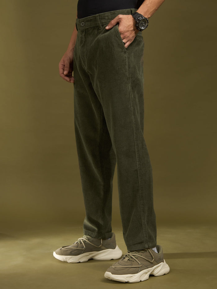 men's corduroy crop trouser in green