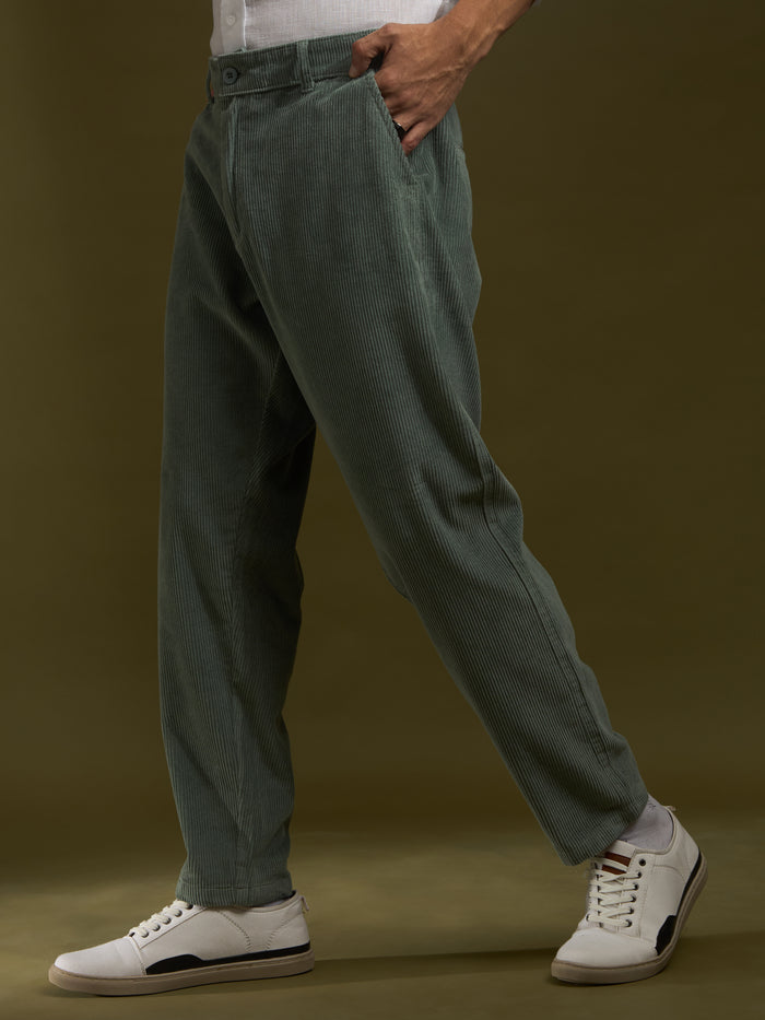 men's corduroy crop trouser in green