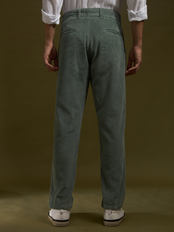 men's corduroy crop trouser in green
