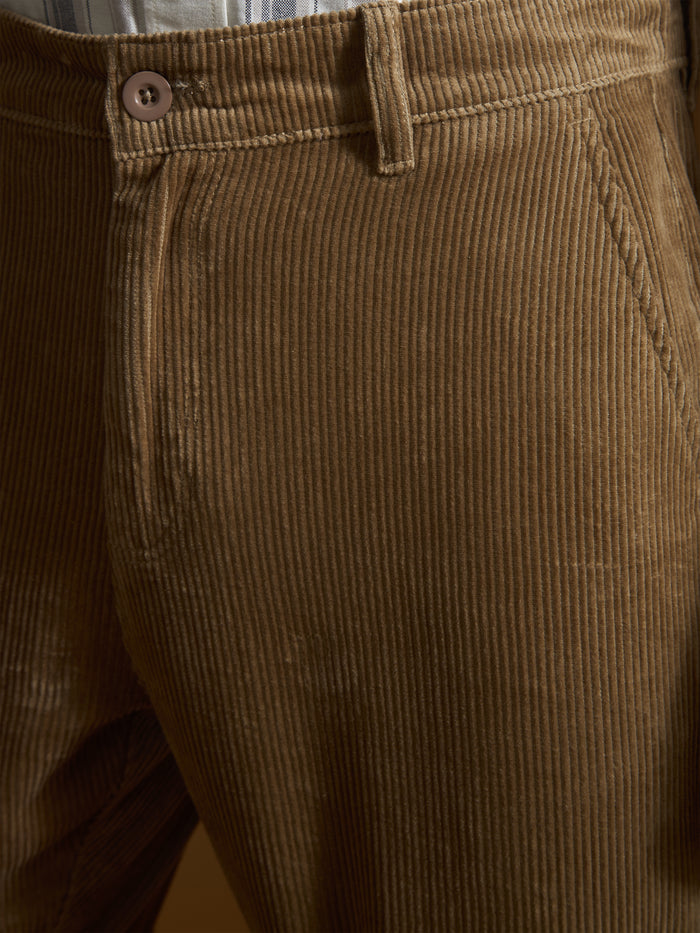 men's corduroy crop trouser in peanut brown