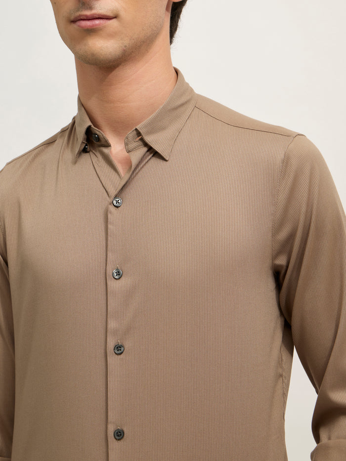 Ivar - Turkish Fit Striped Shirt - Brown