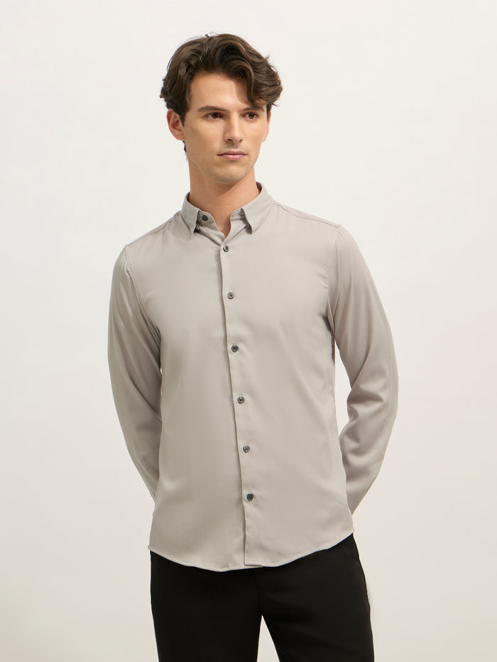 Ivar - Turkish Fit Striped Shirt - Sand Grey
