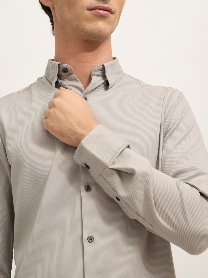 Ivar - Turkish Fit Striped Shirt - Sand Grey