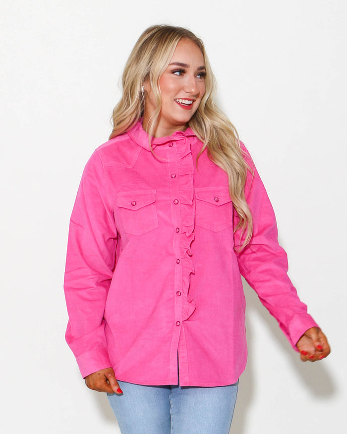 Ivy Jane | Corduroy Ruffle Snap Shirt