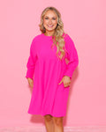 Ivy Jane | Hot Pink Shirred Sleeve Dress