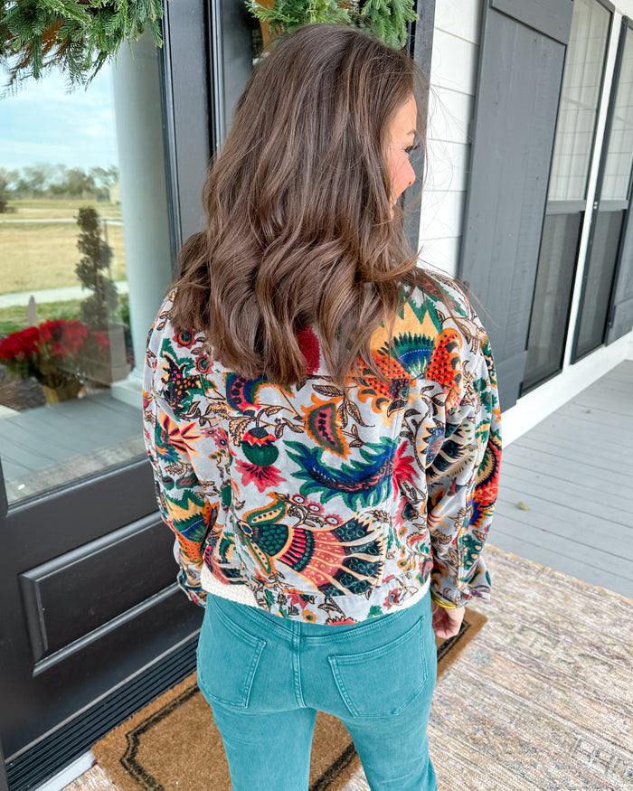 Ivy Jane | Print Velvet Jean Jacket