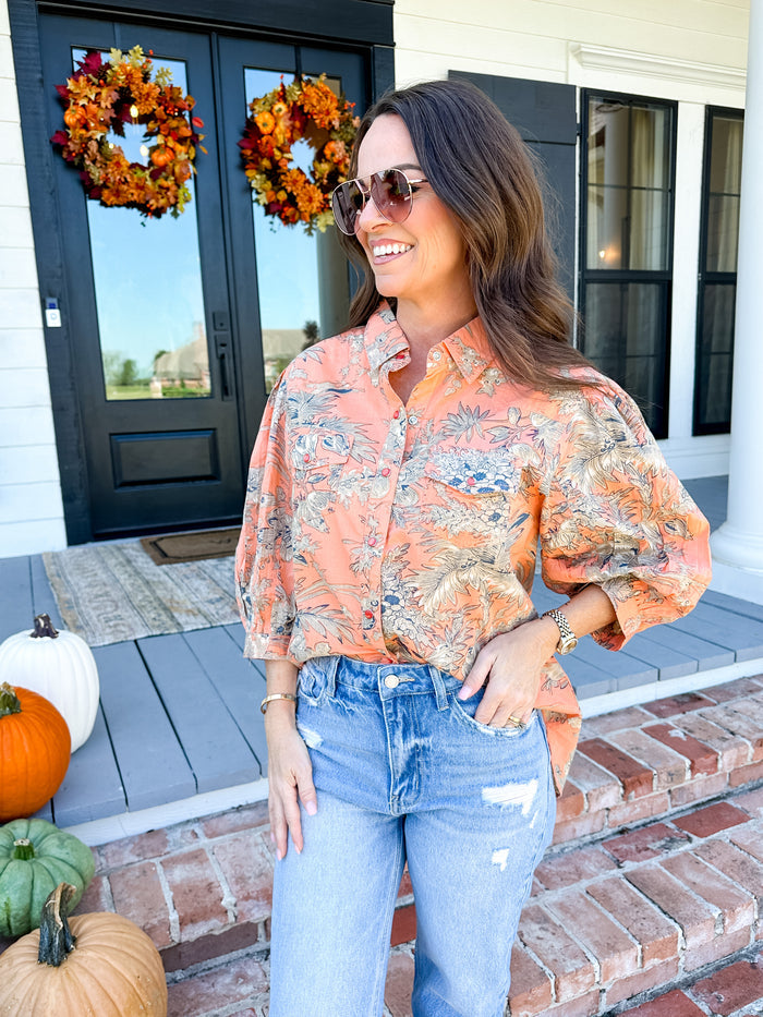 Ivy Jane | Snap Front Shirt in Coral