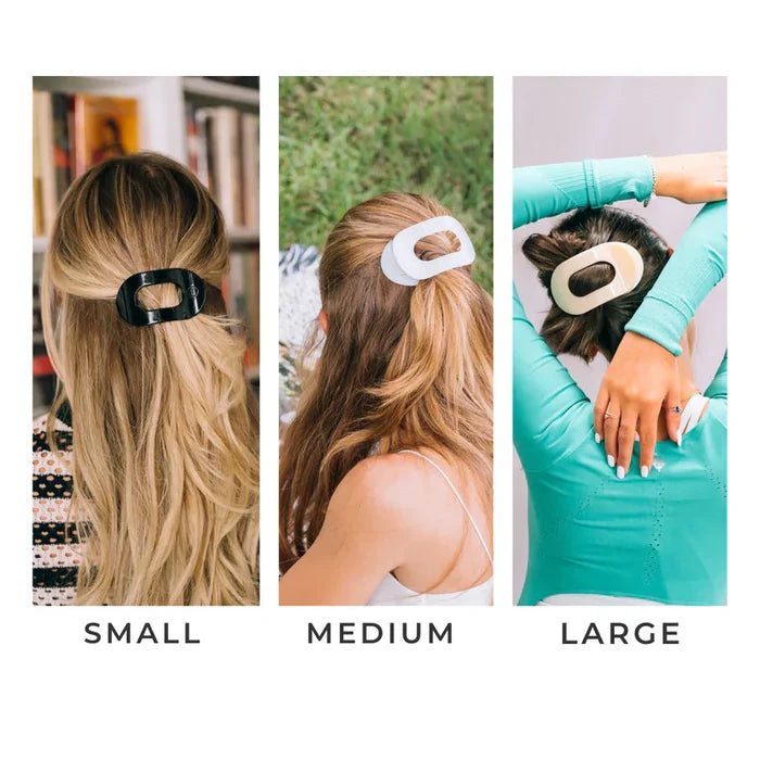 Jet Black Small Flat Round Teletie Hair Clip
