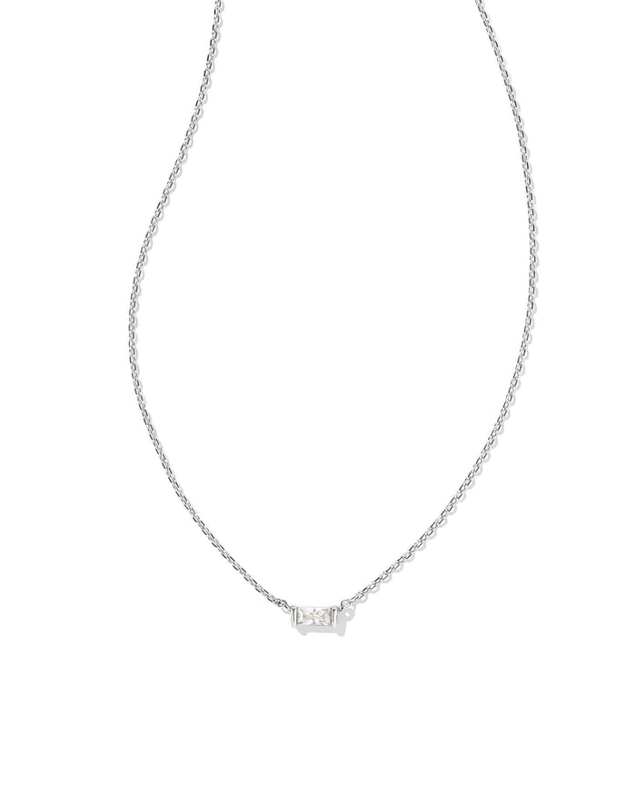 Juliette Pendant Necklace in Rhodium White Crystal