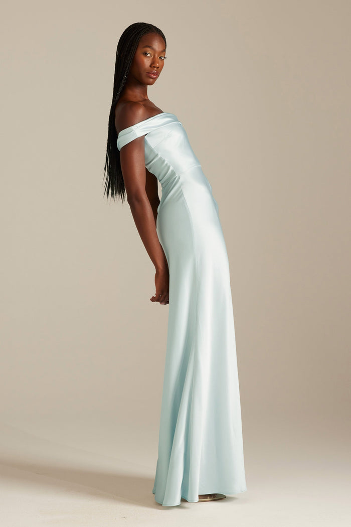 Kai Off the Shoulder Blue Bridesmaids Dress_XS_