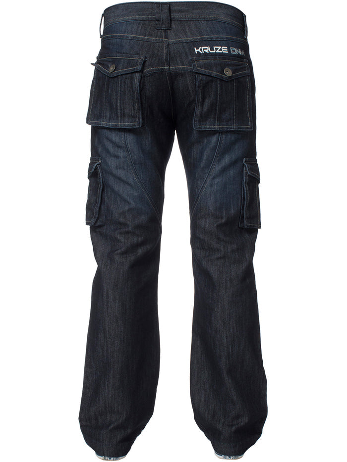 KZ126 Mens Casual Combat Cargo Work Jeans | Kruze Denim Designer Menswear KRUZE RAWDENIM