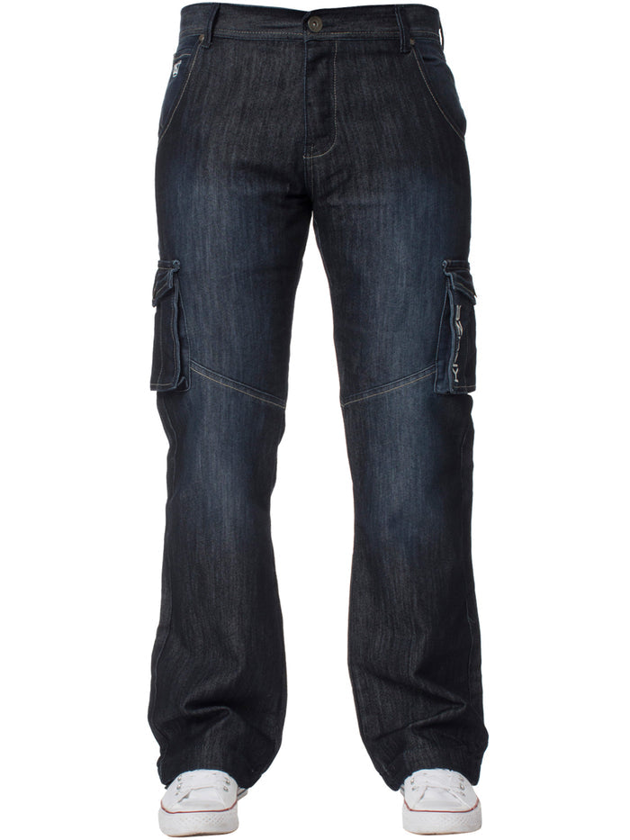 KZ126 Mens Casual Combat Cargo Work Jeans | Kruze Denim Designer Menswear KRUZE RAWDENIM