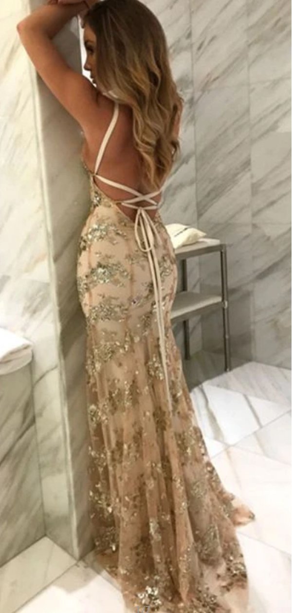 Lace Popular Fashion Mermaid Unique Prom Dresses, PD0313