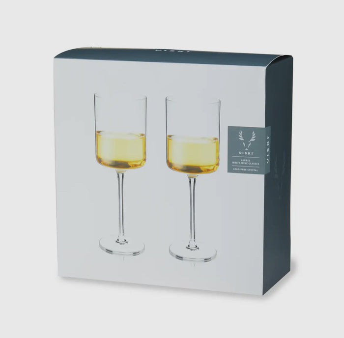 Laurel Crystal White Wine Glasses Set