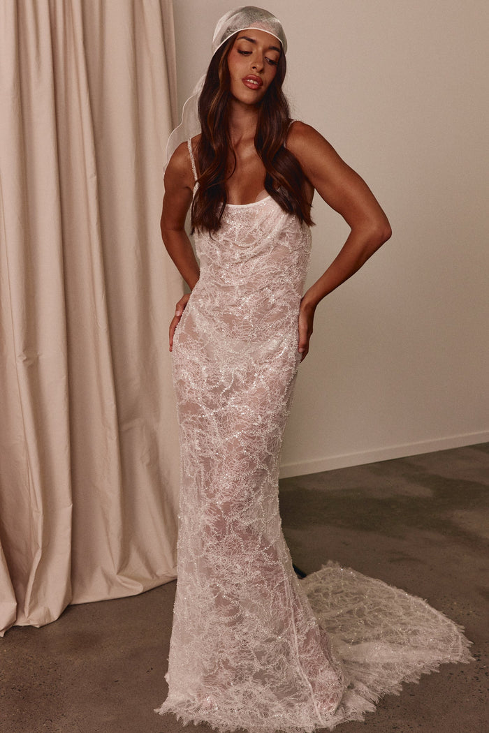 Sheer Ivory Bridal Headscarf