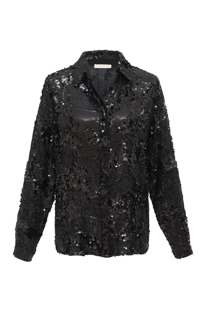 Lexi Sequin Classic Shirt - Black