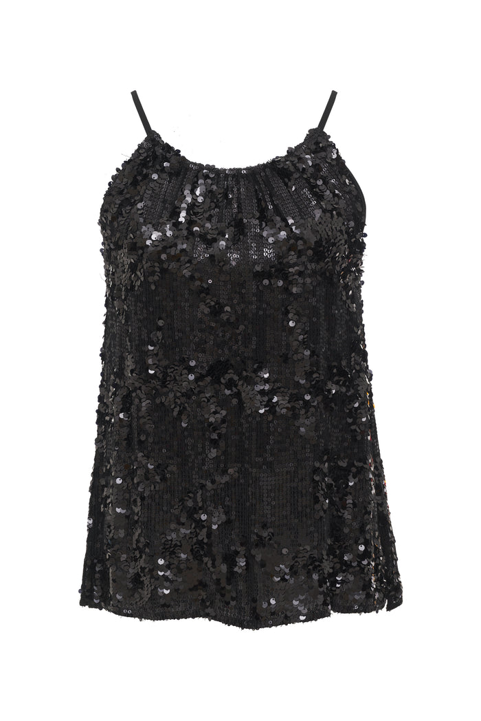 Lexi Sequin Halter Top - Black