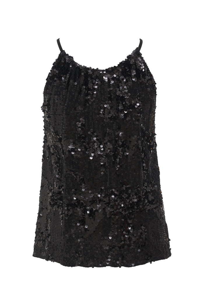 Lexi Sequin Halter Top - Black