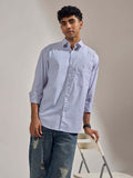 Lisandra - Oversize Striped Shirt- olive blue