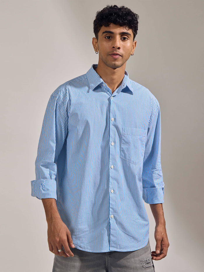 oversized stripped shirt with full sleeve and chest pocket made from 100% cotton.
pure cotton shirts for men
oversized shirts for men